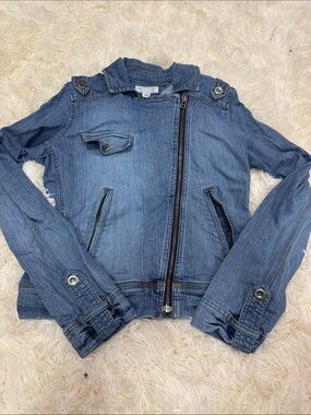 TOMMY JEANS VINTAGE BLUE JEAN MOTO JACKET
